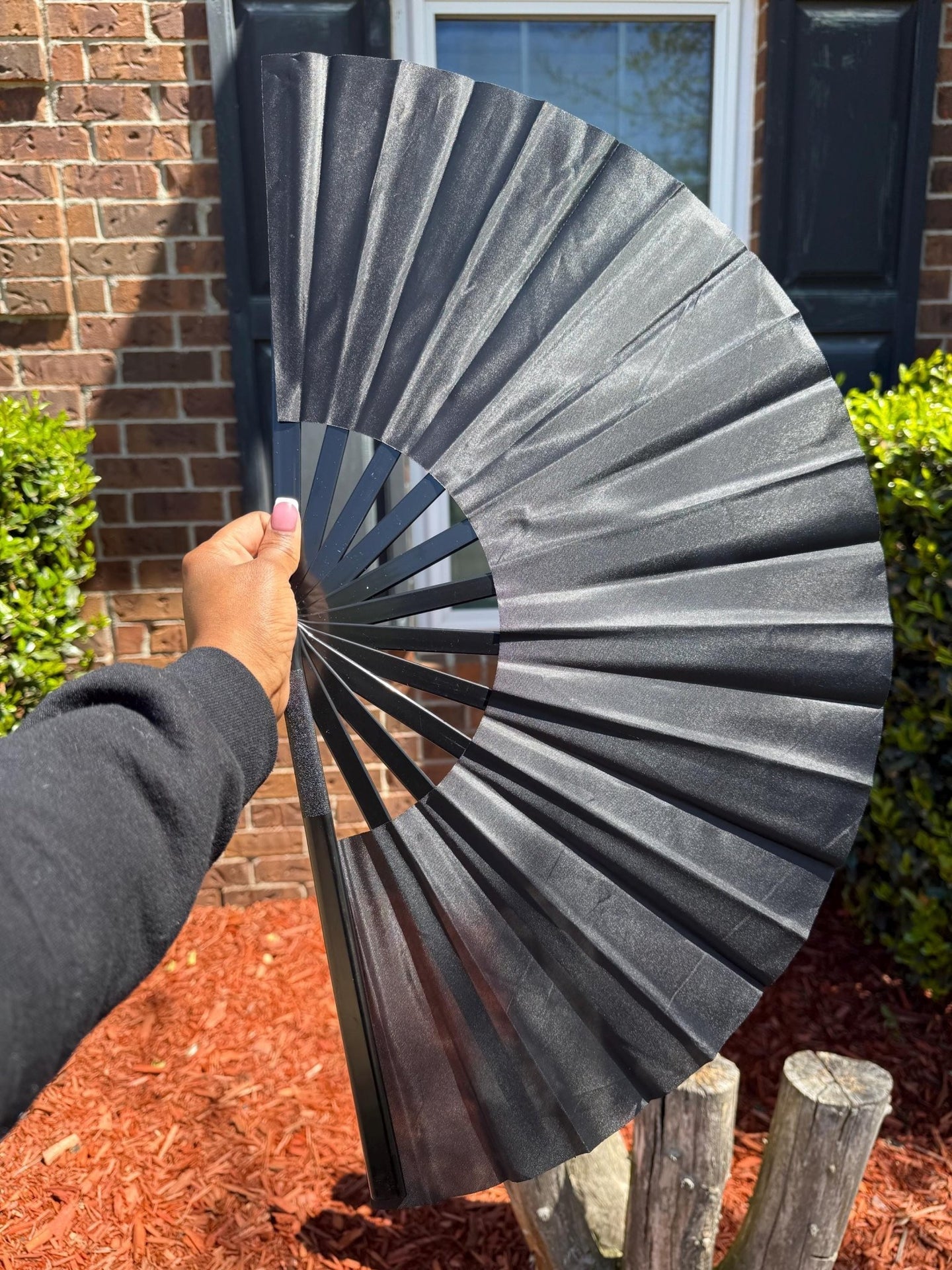 Black Clack Fan: Boots On Ground Line Dancing Fan