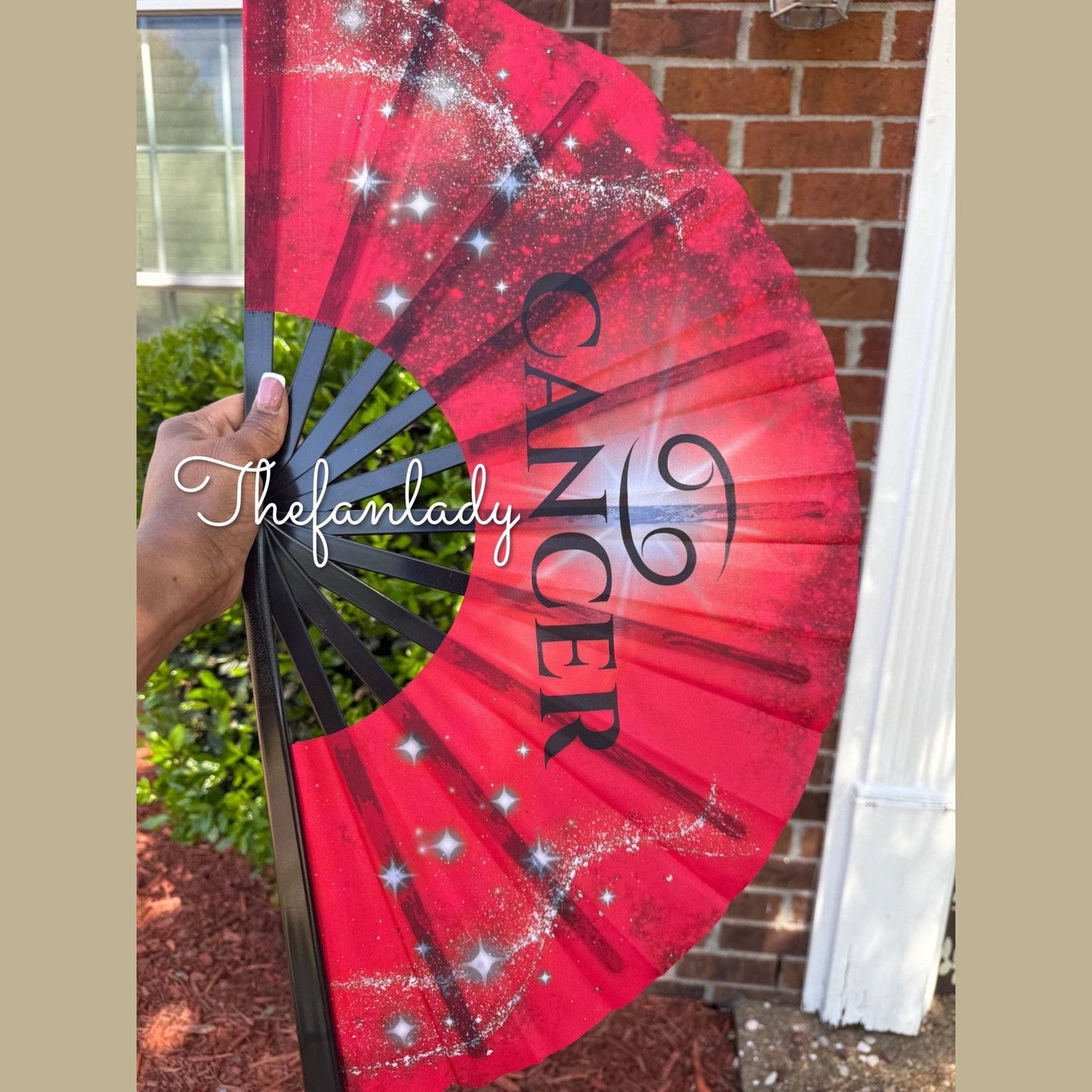 Cancer Zodiac Clack Fan: Red Celestial Folding Hand Fan
