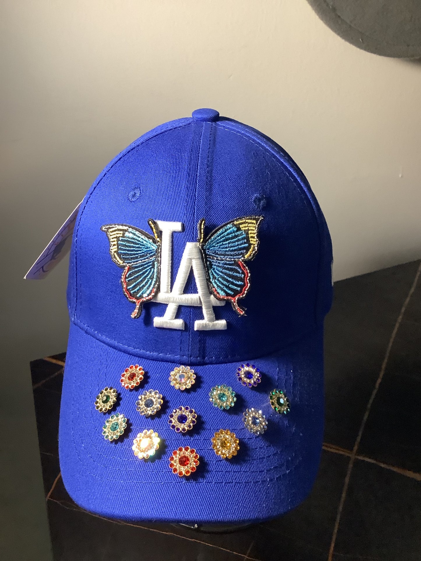 TM custom baseball caps blue L A - 1