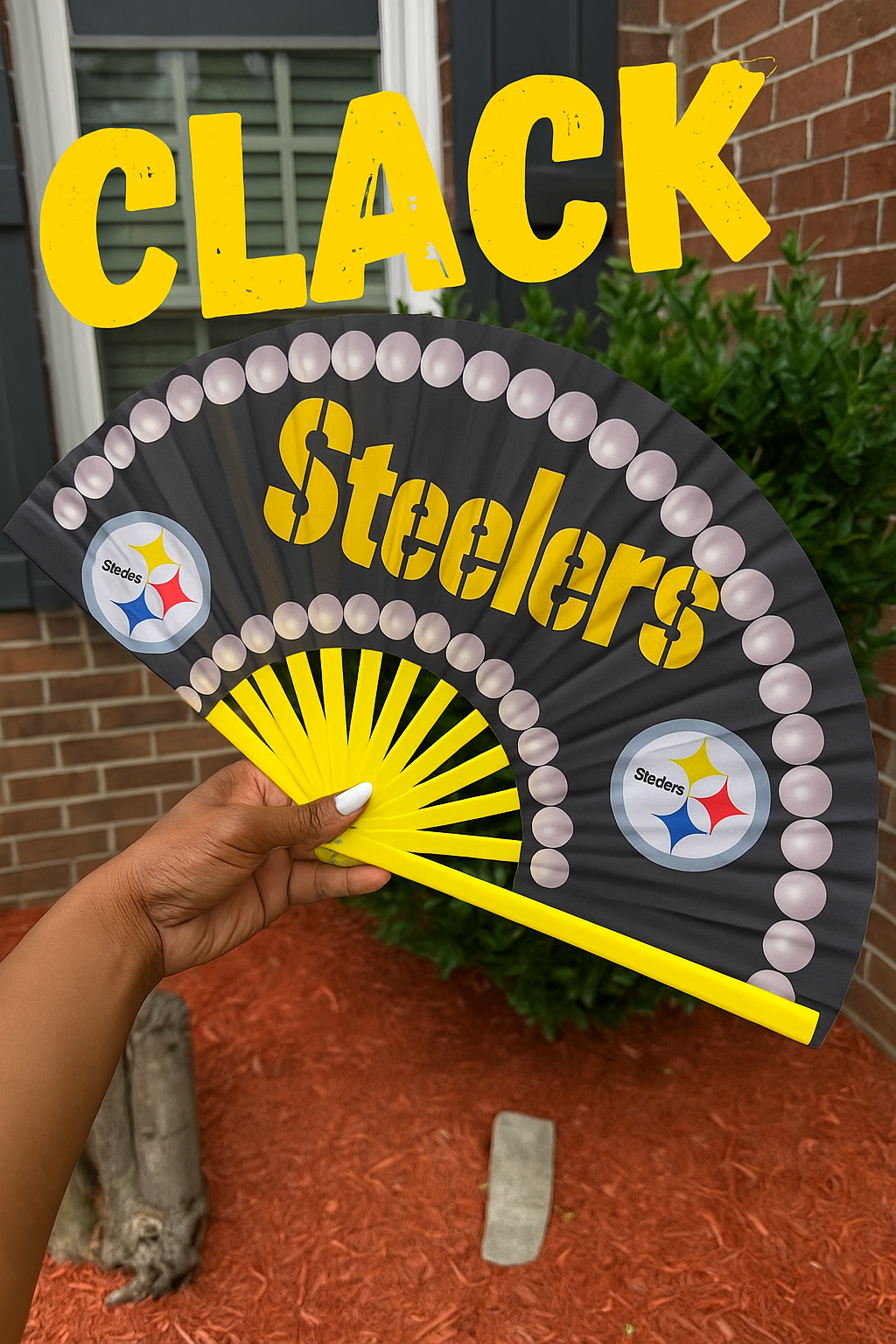 Pittsburgh Steelers Pearl Border Hand Fan - CLACK! Edition