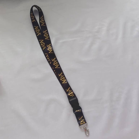 Alpha Phi Alpha Fraternity Lanyard: Black & Gold Greek Letters