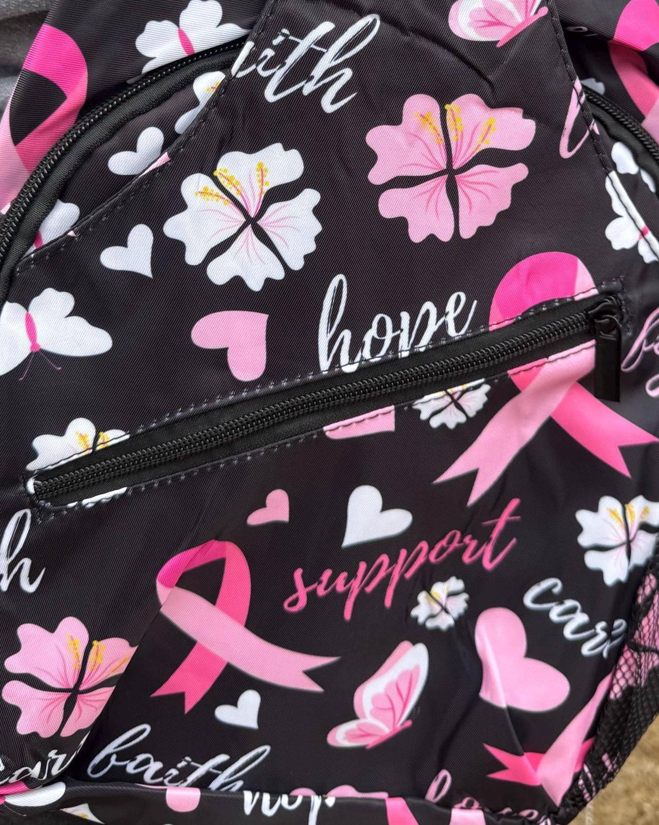 Breast Cancer Awareness Sling Backpack: Pink Ribbon Crossbody