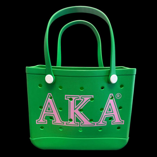 AKA EVA Tote Bogg Bag : Green & Pink Sorority Bag