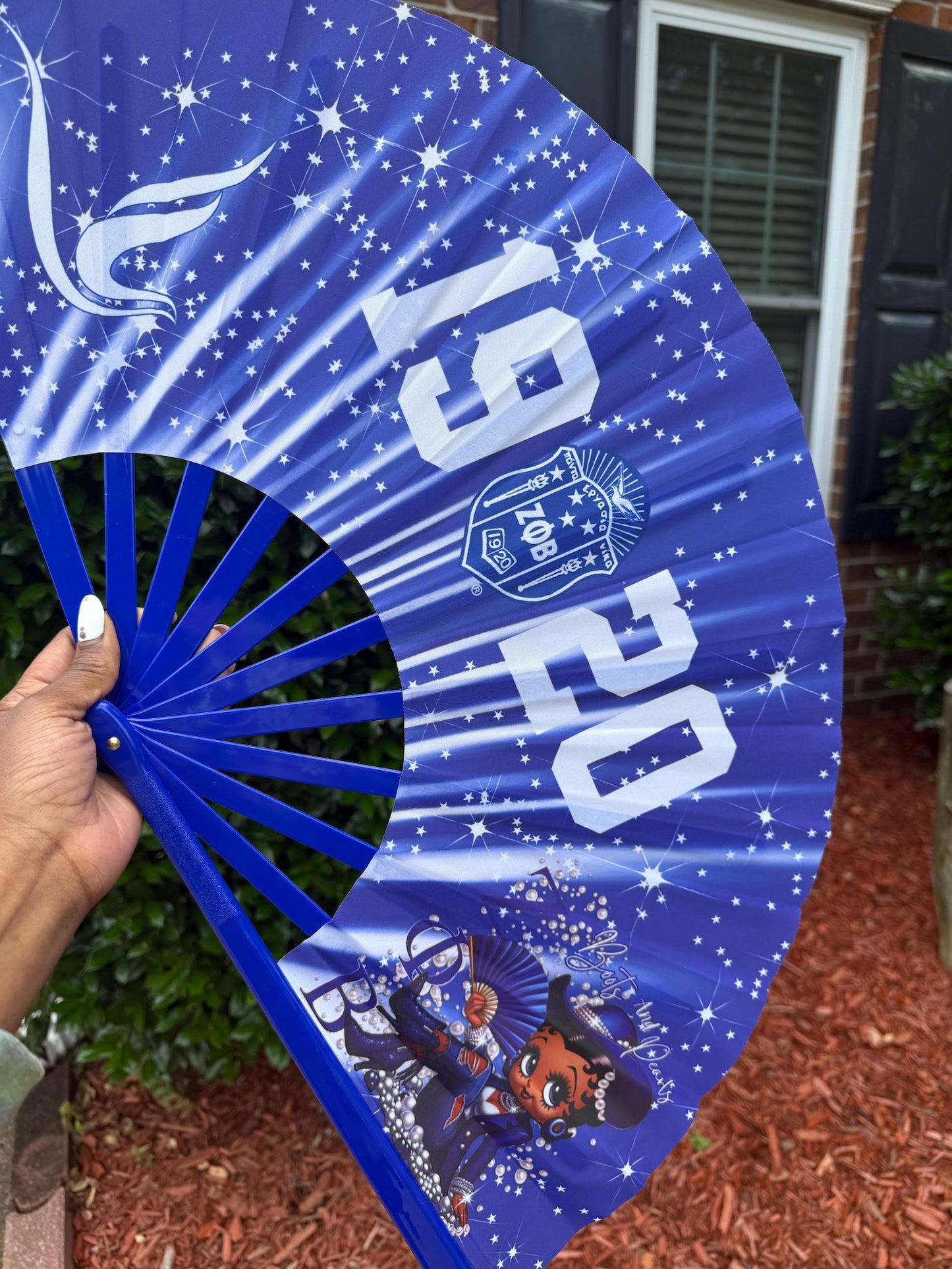 ΖΦΒ Sorority Fan - Since 1920 Fan, Blue & White Fan, Zeta Phi Beta Hand Fan, Folding Hand Fan, Boots on Ground Fan