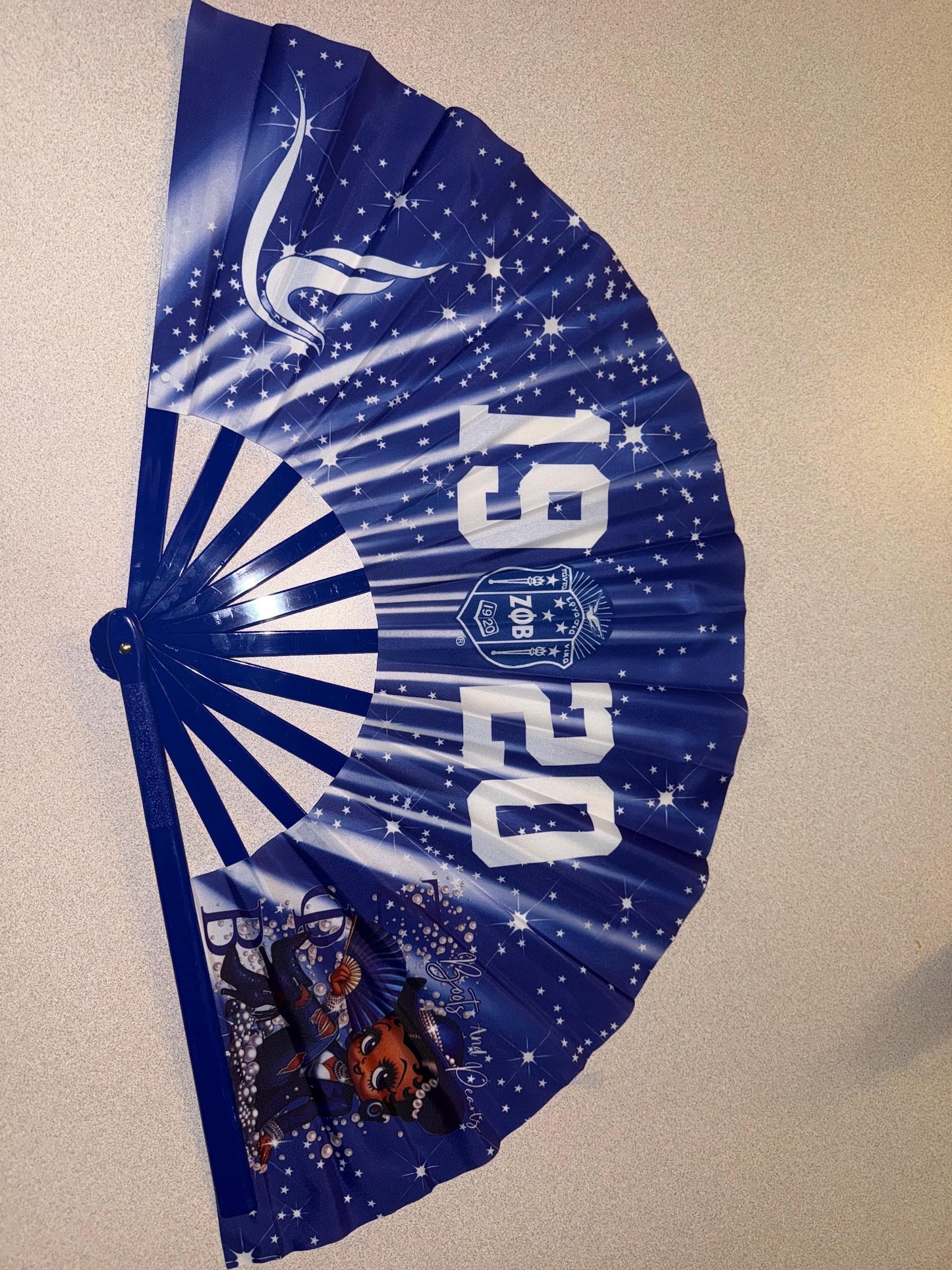 ΖΦΒ Sorority Fan - Since 1920 Fan, Blue & White Fan, Zeta Phi Beta Hand Fan, Folding Hand Fan, Boots on Ground Fan