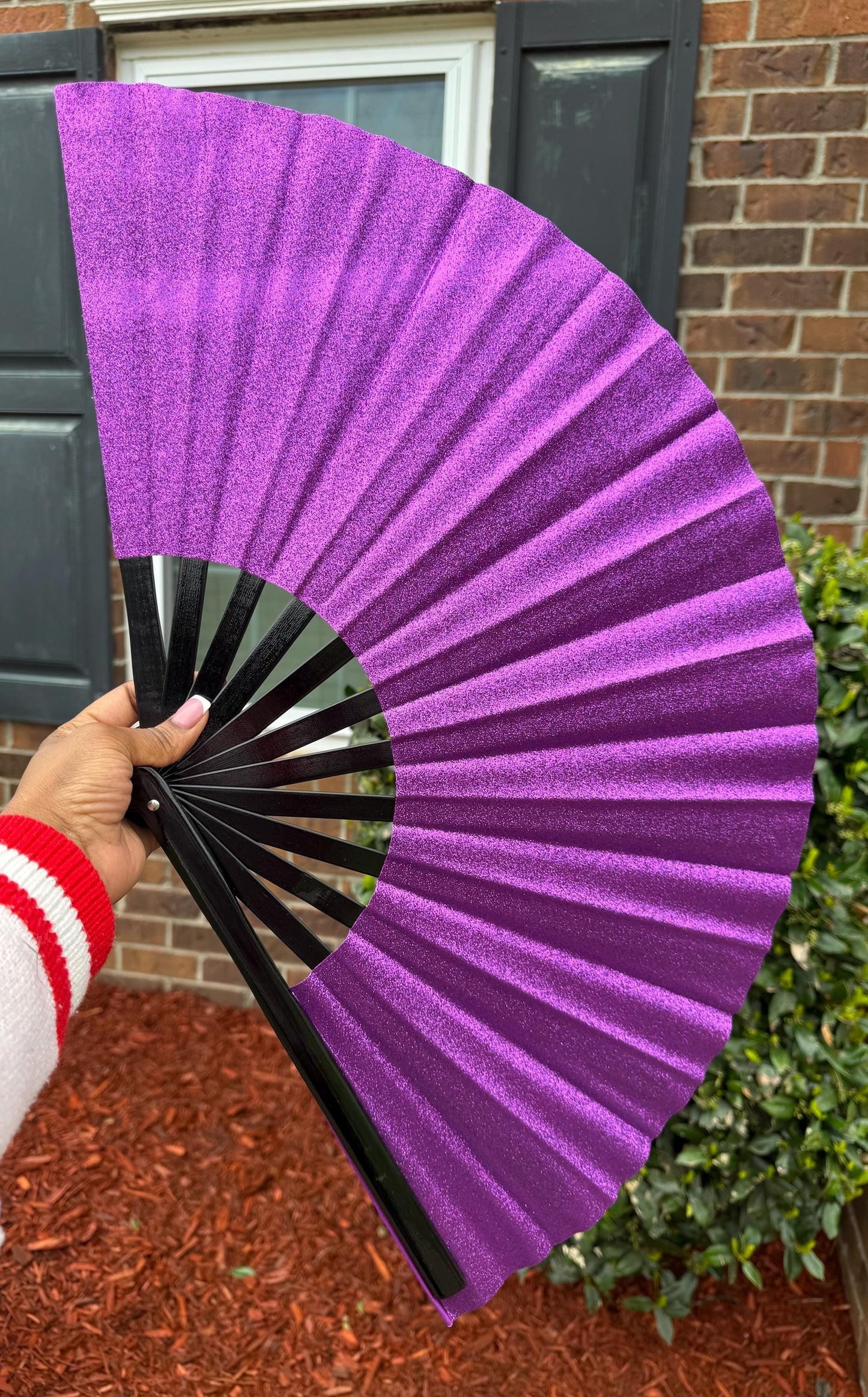 Purple Glitter Hand Fan - Purple Clack Fan, Large Folding Fan, Line Dancing Fan, Folding Hand Fan, Decorative Hand Fan, Boots On Ground Fan