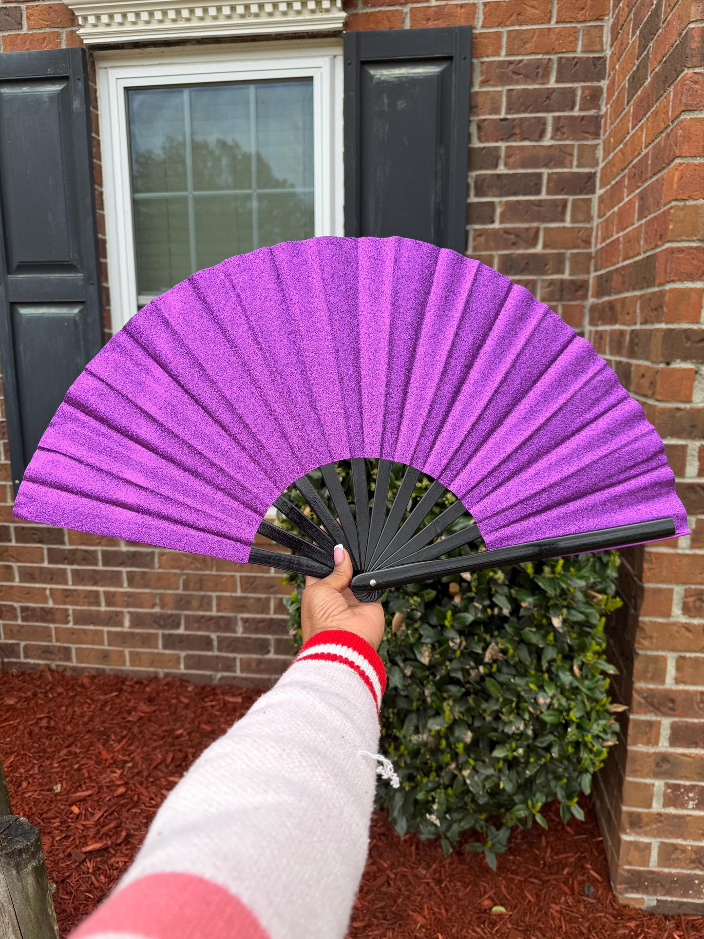 Purple Glitter Hand Fan - Purple Clack Fan, Large Folding Fan, Line Dancing Fan, Folding Hand Fan, Decorative Hand Fan, Boots On Ground Fan