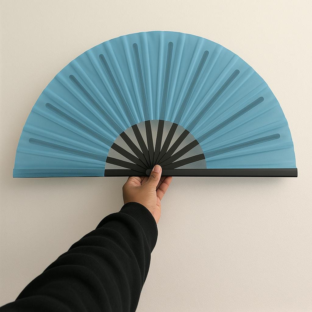 Boots On Ground Line Dancing Hand Fan - Bright Blue Clack Fan, Solid Color Hand Fan, Decorative Hand Fan, Festival Folding Fan
