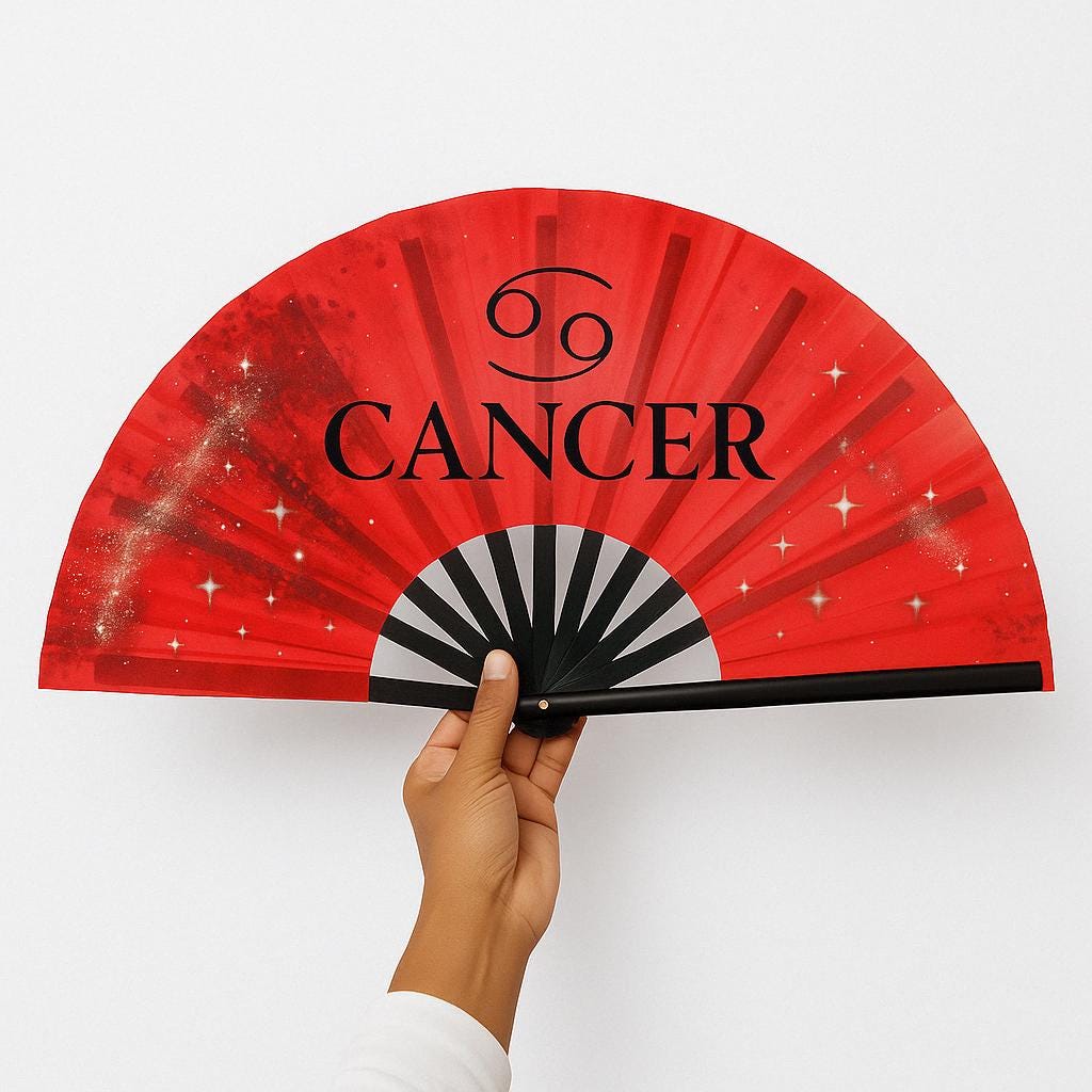 Cancer Zodiac Folding Fan - Starry Cosmic Hand Fan, Red Clack Fan for Line Dancing, Elegant Hand Fan, Decorative Fan Celestial Birthday Gift