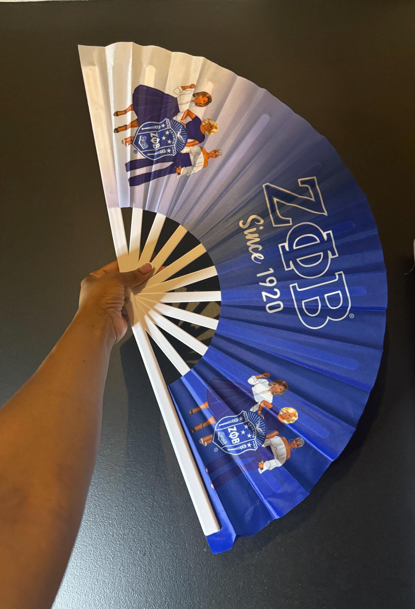 ΖΦΒ Sorority Fan - Since 1920 Fan, Blue & White Fan, Zeta Phi Beta Hand Fan, Folding Hand Fan, Greek Letters Clack Fan