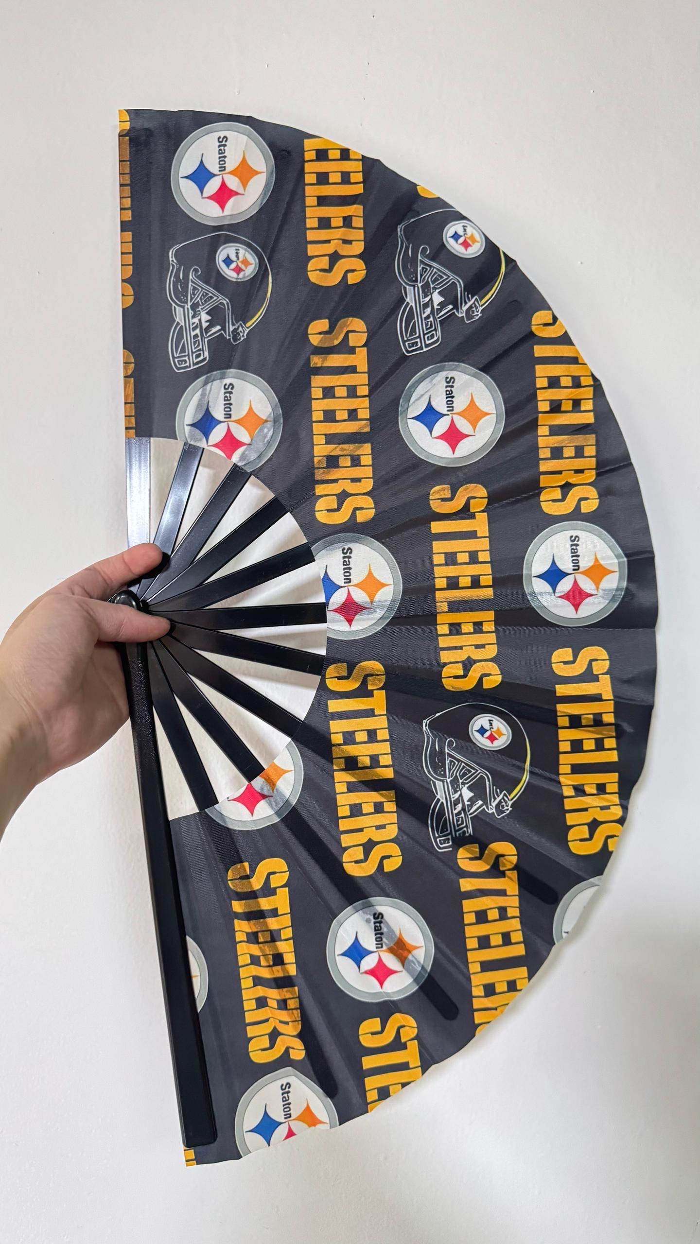 Pittsburgh Steelers Hand Fan - Steelers Team Fan, NFL Steelers Fan, Folding Hand Fan, Decorative Clack Fan, Handheld Fan, Sports Hand Fan