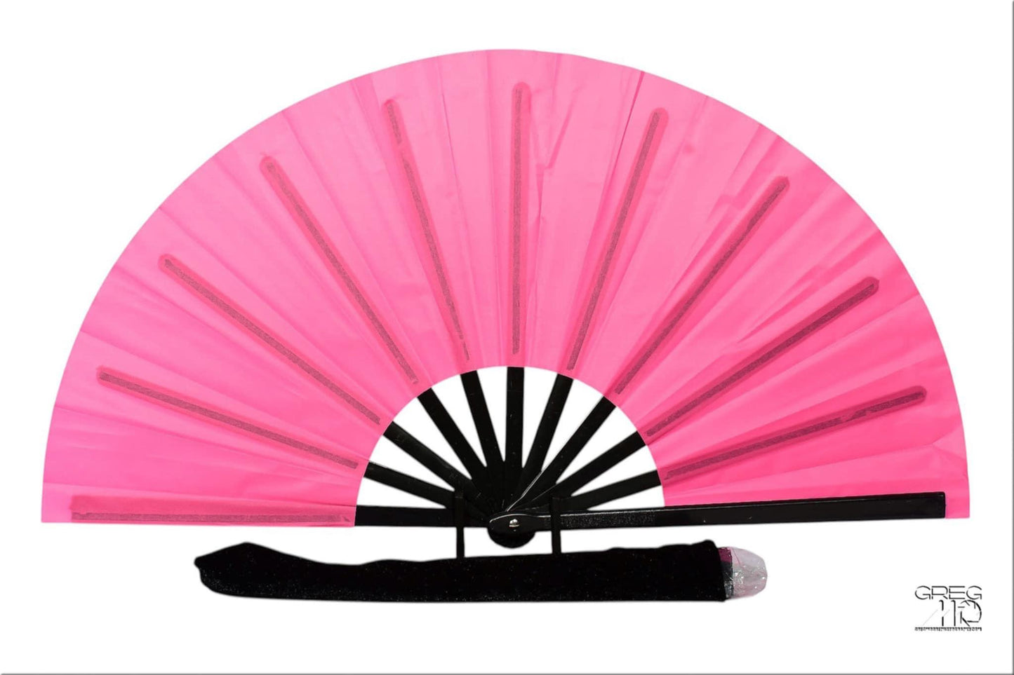 Boots On Ground Line Dancing - Dark Pink Hand Fan - Folding Hand Fan, Fan With Black Ribs, Pink Clack Fan, Decorative Hand Fan