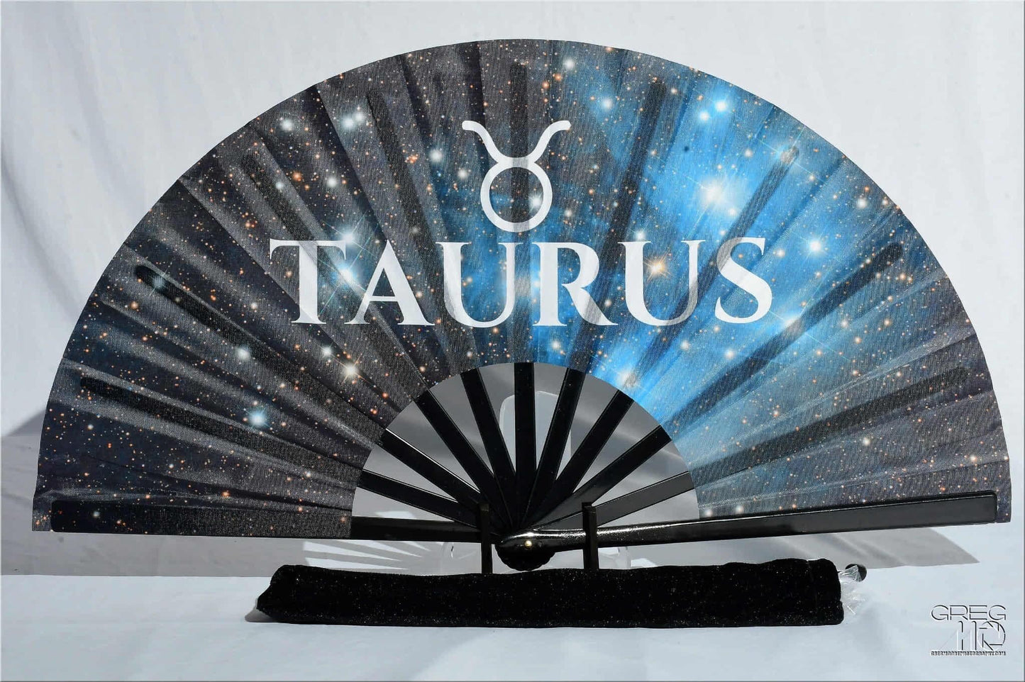 Taurus Zodiac Folding Fan - Starry Cosmic Hand Fan, Black Clack Fan For Line Dancing, Astrology Inspired Handheld Fan, Taurus Birthday Gift