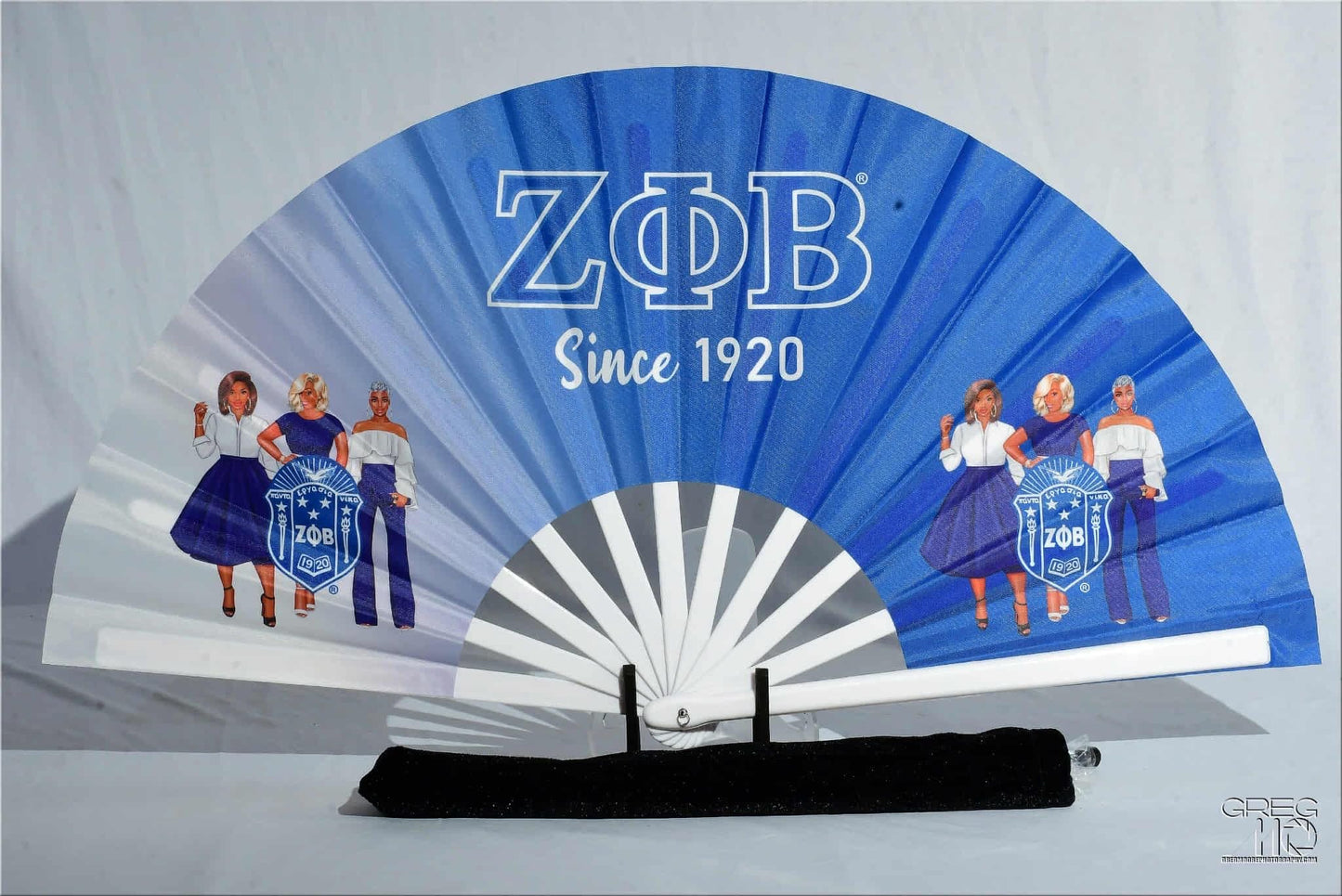 ΖΦΒ Sorority Fan - Since 1920 Fan, Blue & White Fan, Zeta Phi Beta Hand Fan, Folding Hand Fan, Greek Letters Clack Fan