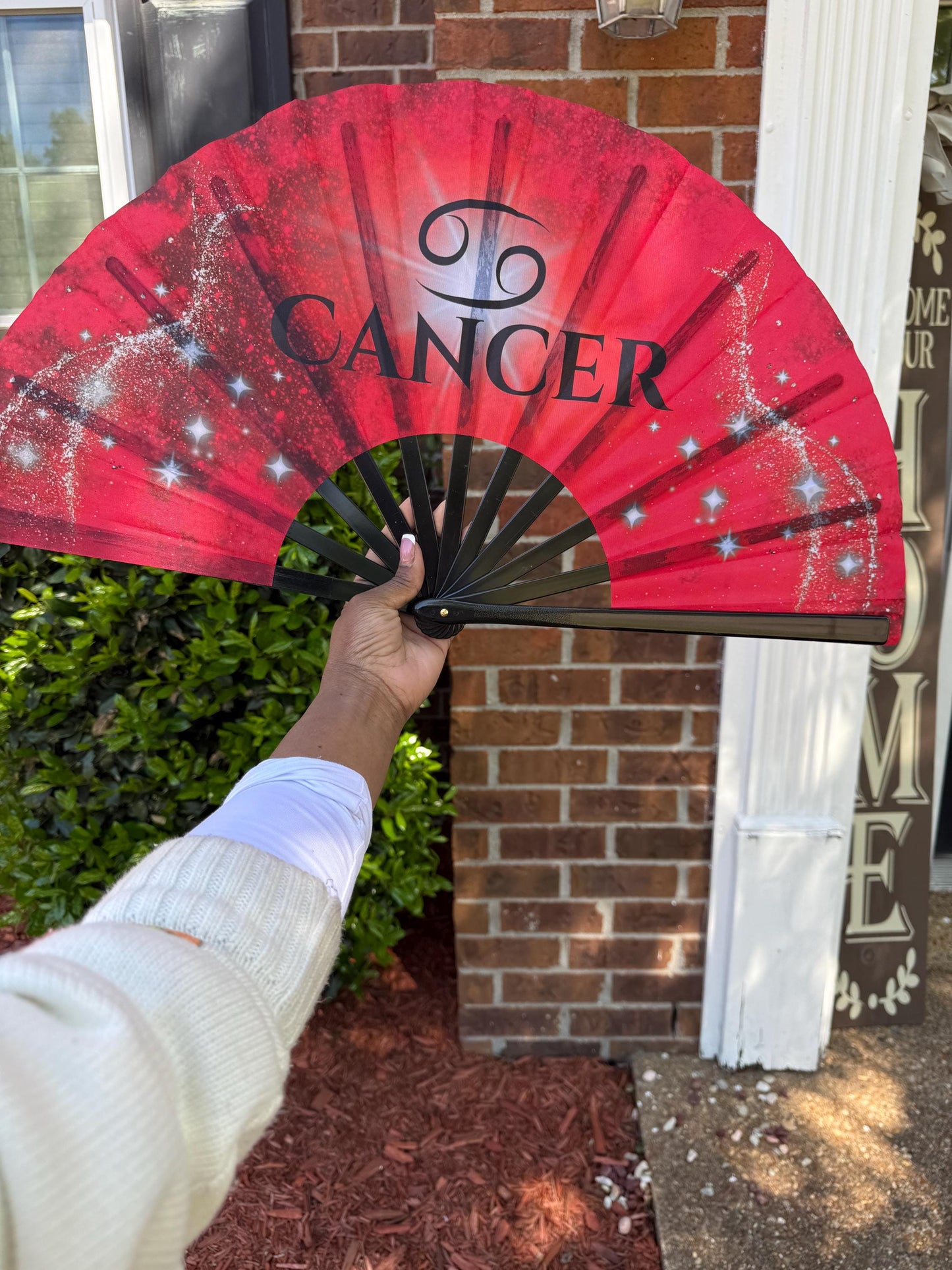 Cancer Zodiac Folding Fan - Starry Cosmic Hand Fan, Red Clack Fan for Line Dancing, Elegant Hand Fan, Decorative Fan Celestial Birthday Gift