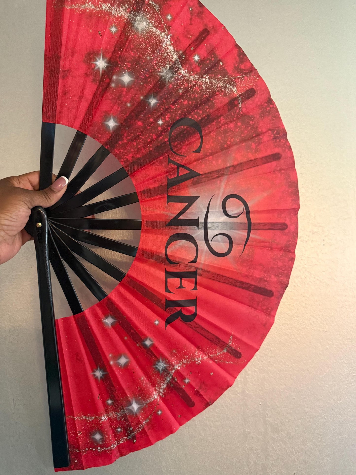 Cancer Zodiac Folding Fan - Starry Cosmic Hand Fan, Red Clack Fan for Line Dancing, Elegant Hand Fan, Decorative Fan Celestial Birthday Gift