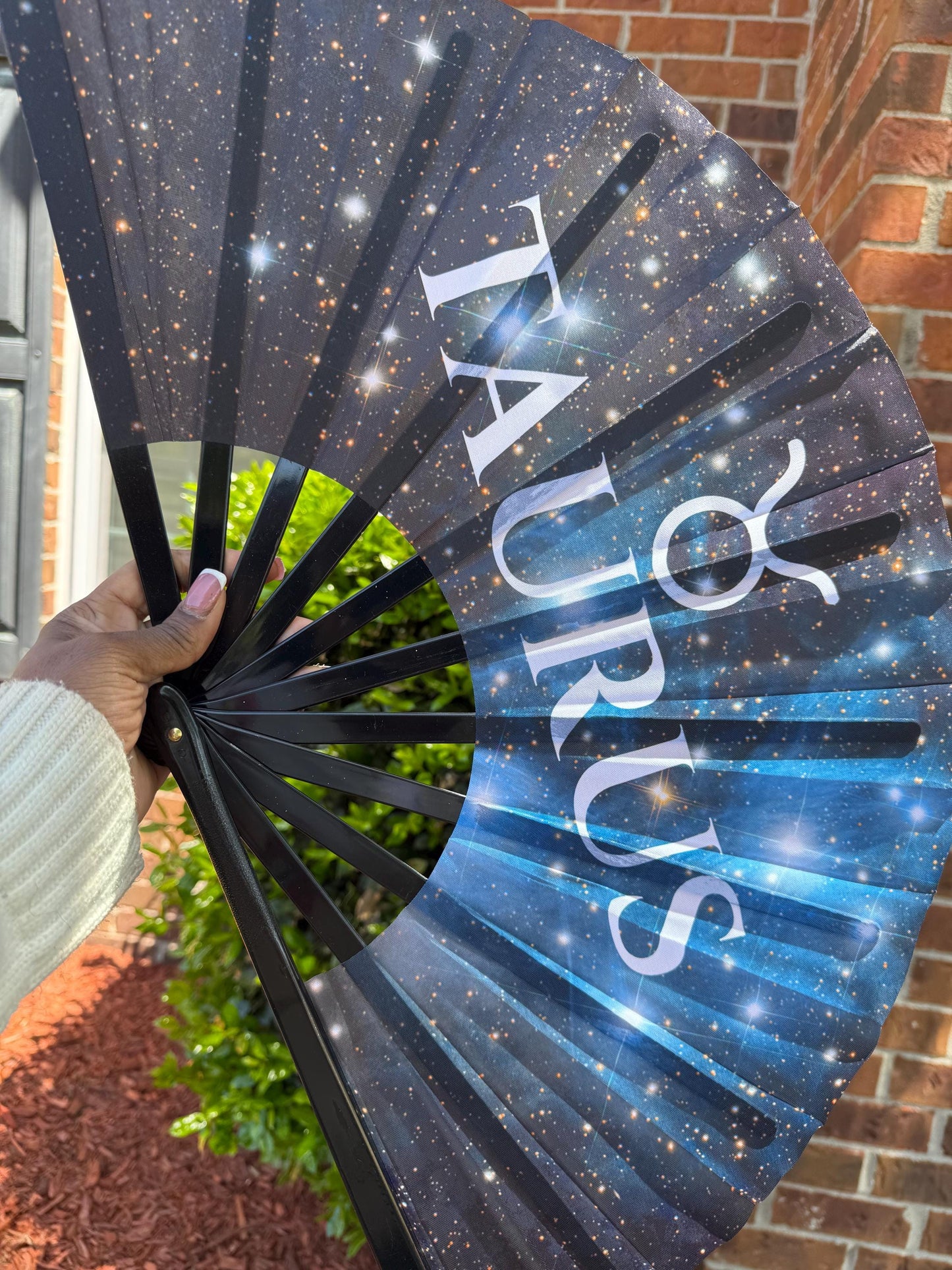 Taurus Zodiac Folding Fan - Starry Cosmic Hand Fan, Black Clack Fan For Line Dancing, Astrology Inspired Handheld Fan, Taurus Birthday Gift