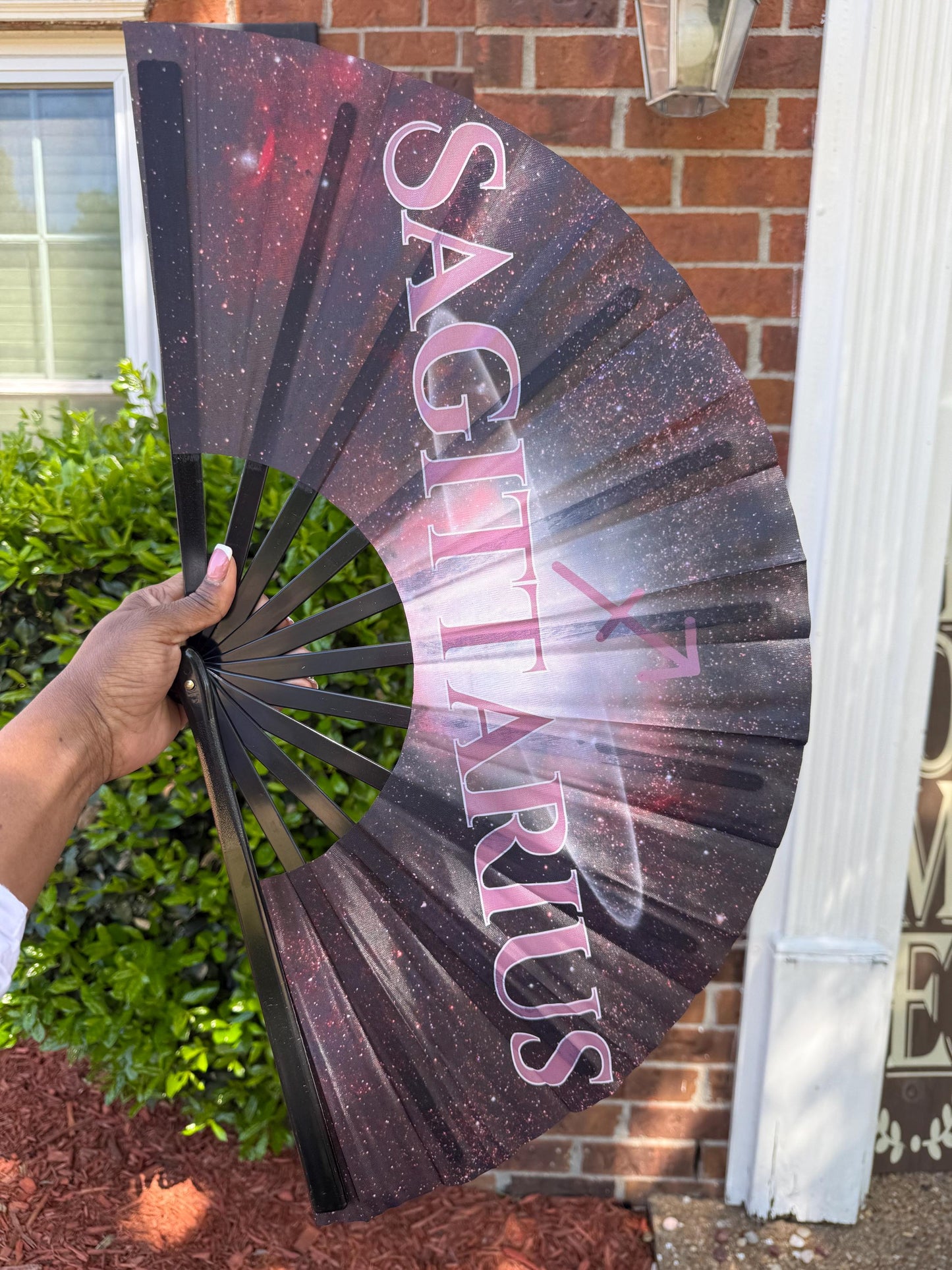 Sagittarius Zodiac Hand Fan - Red & Black Astrology Folding Clack Fan for Line Dancing, Celestial Horoscope Birthday Gift Festival Party Fan