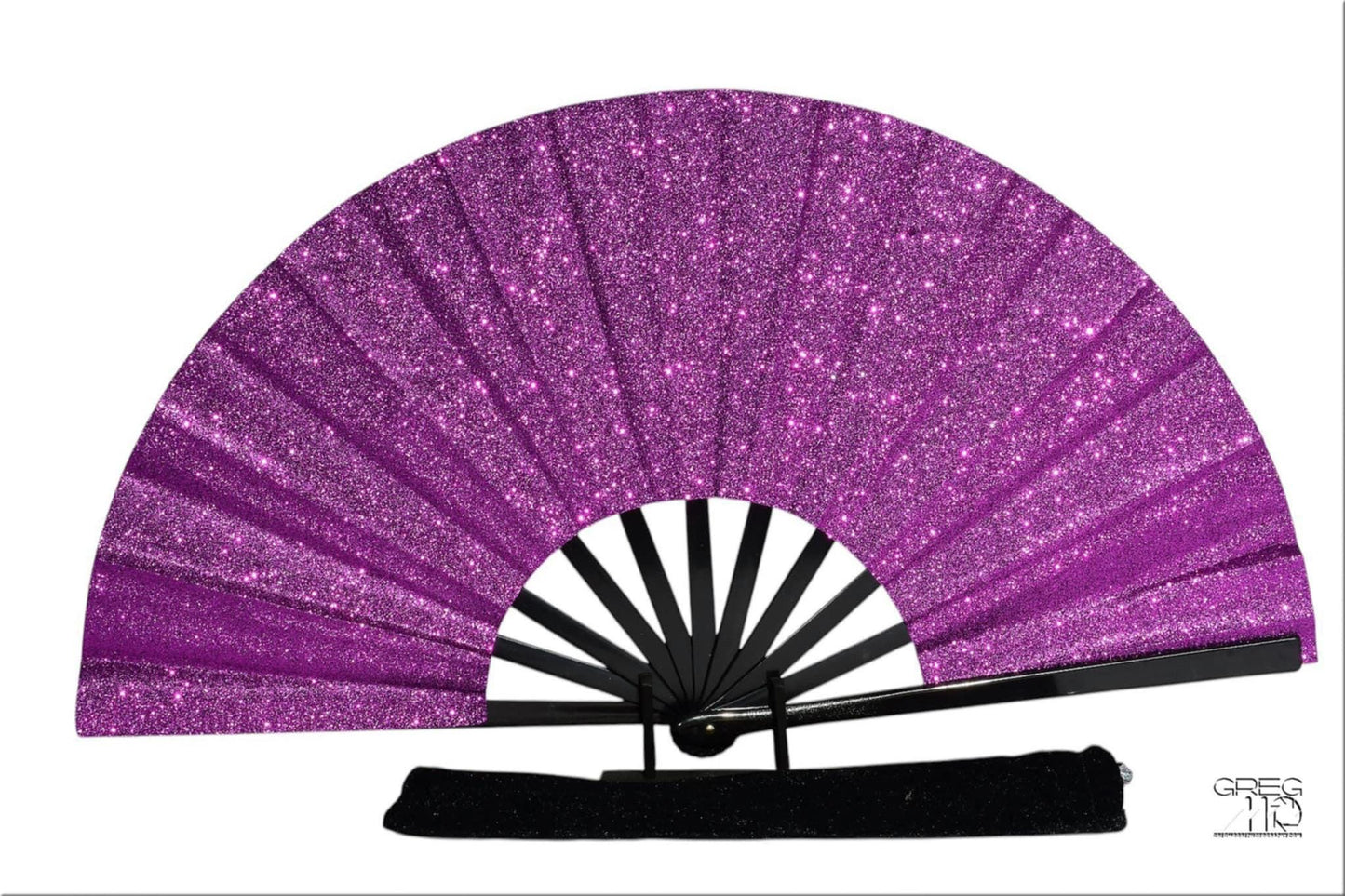 Purple Glitter Hand Fan - Purple Clack Fan, Large Folding Fan, Line Dancing Fan, Folding Hand Fan, Decorative Hand Fan, Boots On Ground Fan
