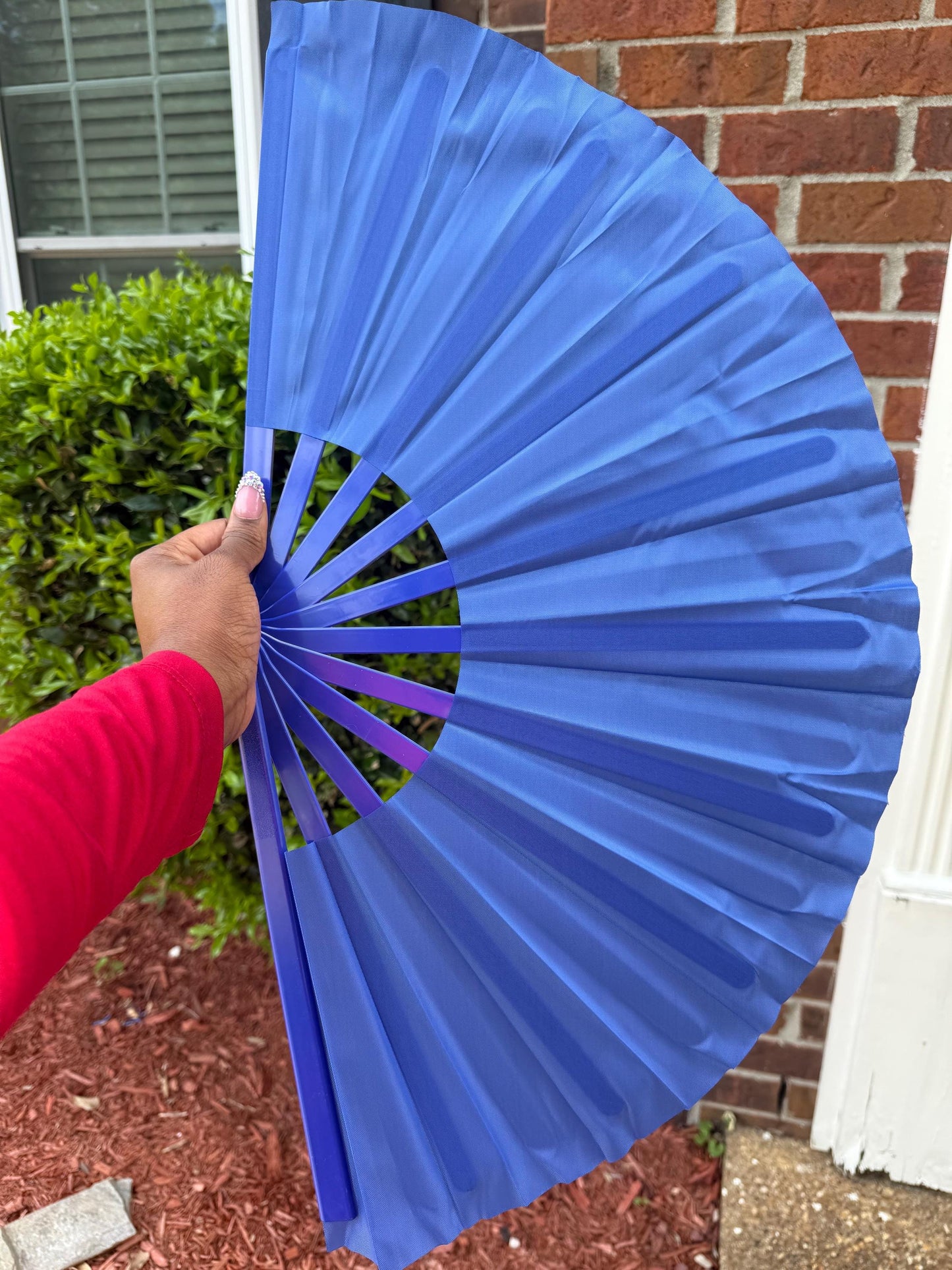 Boots On Ground Line Dancing Hand Fan - Blue Clack Fan, Solid Color Hand Fan, Decorative Hand Fan, Festival Folding Fan