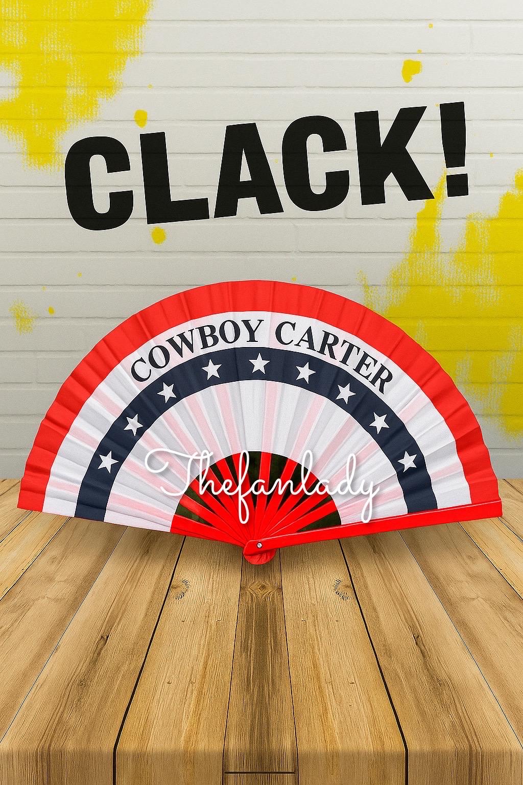 Cowboy Carter themed folding Clack Fan- Double Sided!