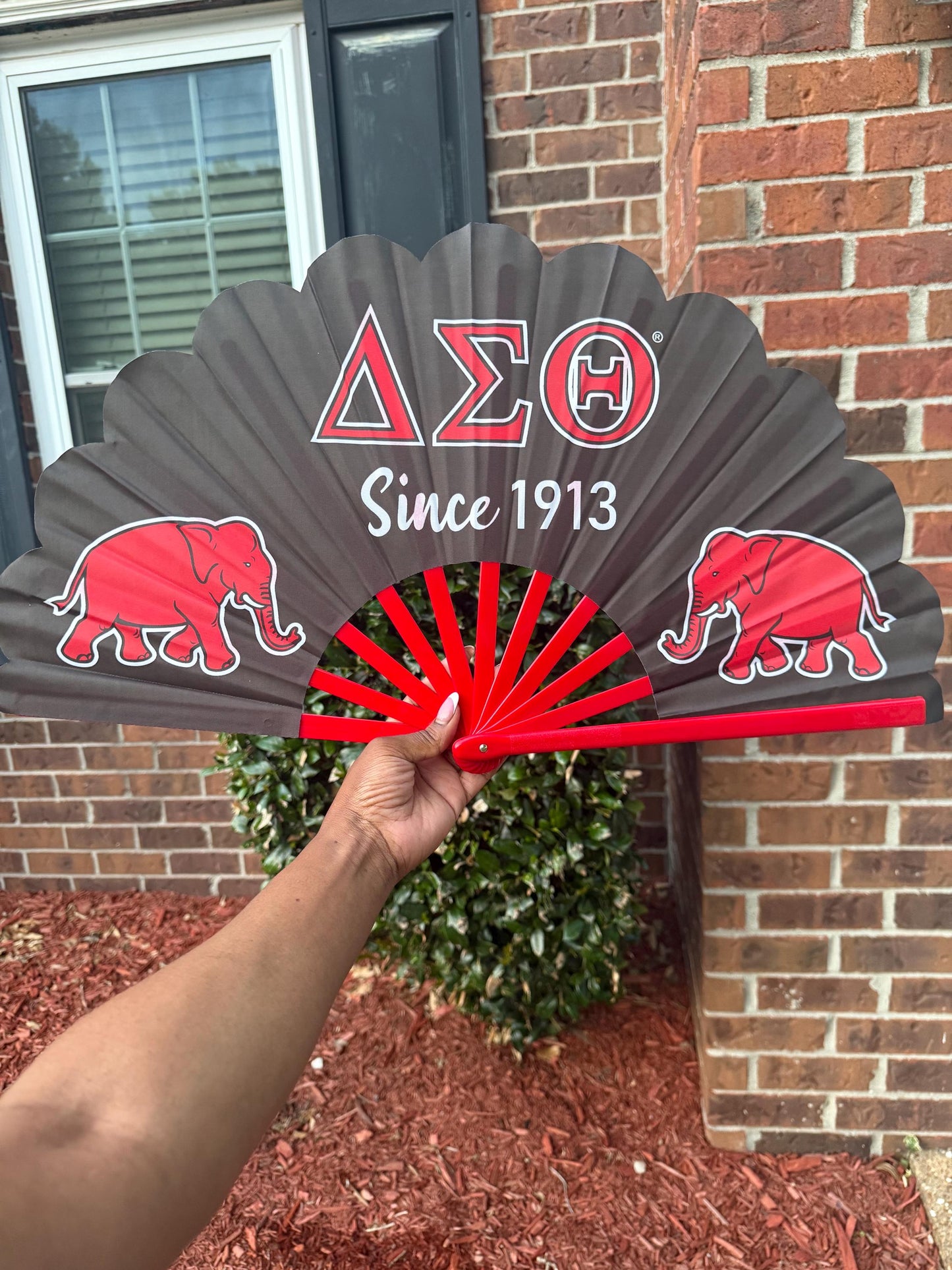 Delta Sigma Theta Sorority Folding Hand Fan 1913 Greek Life Fan with Elephant