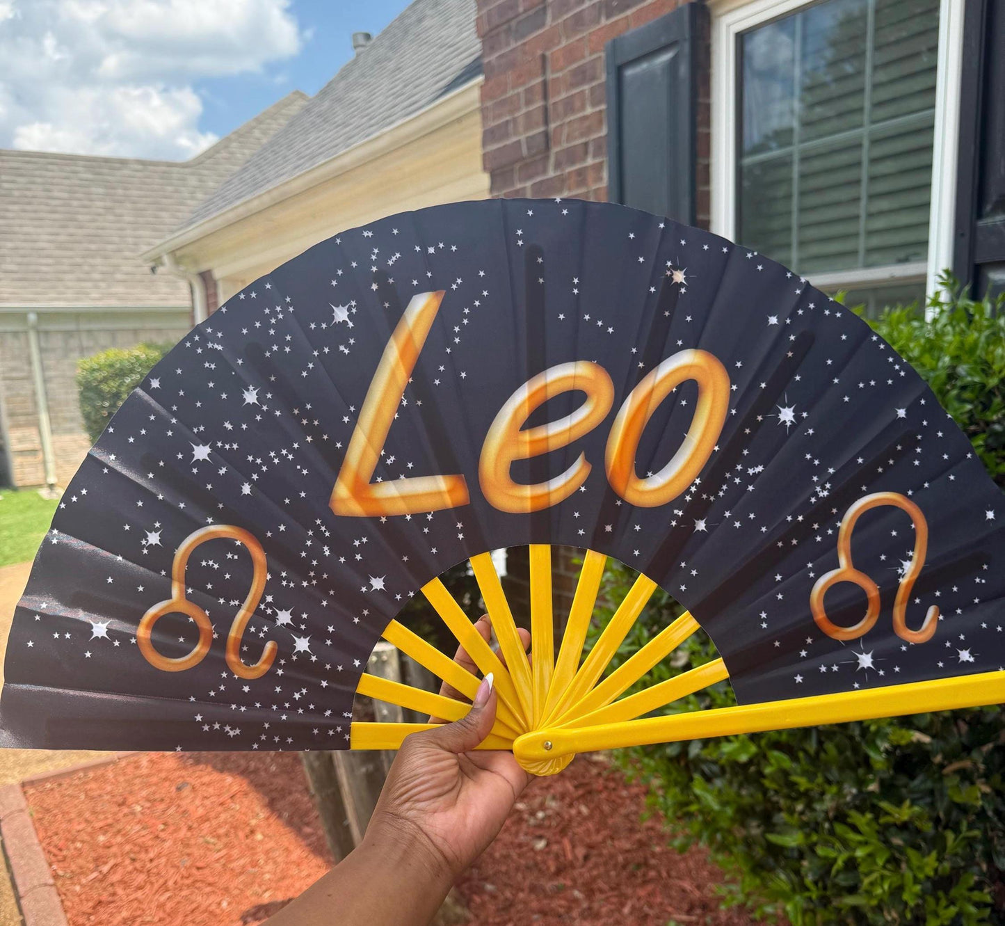 New Design! Leo Zodiac Sign Folding Fan - Starry Cosmic Hand Fan, Leo Birthday Gift