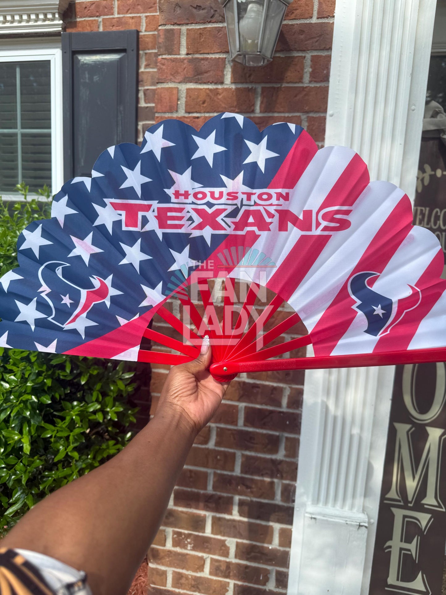 Houston Texans Folding Hand Fan, NFL Game Day Fan, Texans Red White Blue Fan Gear