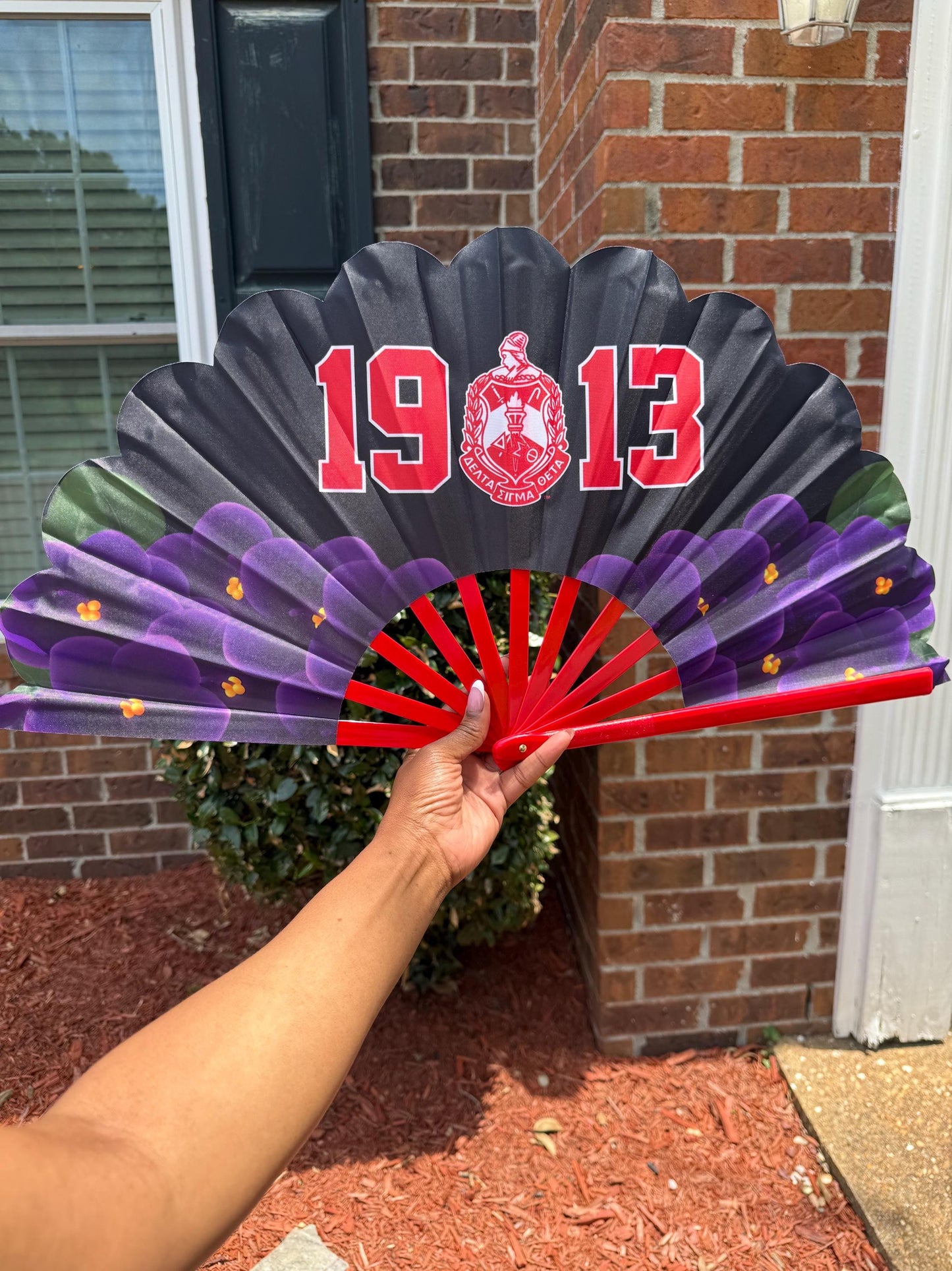 Delta Sigma Theta Sorority Folding Hand Fan 1913 Greek Life Fan with African Violet