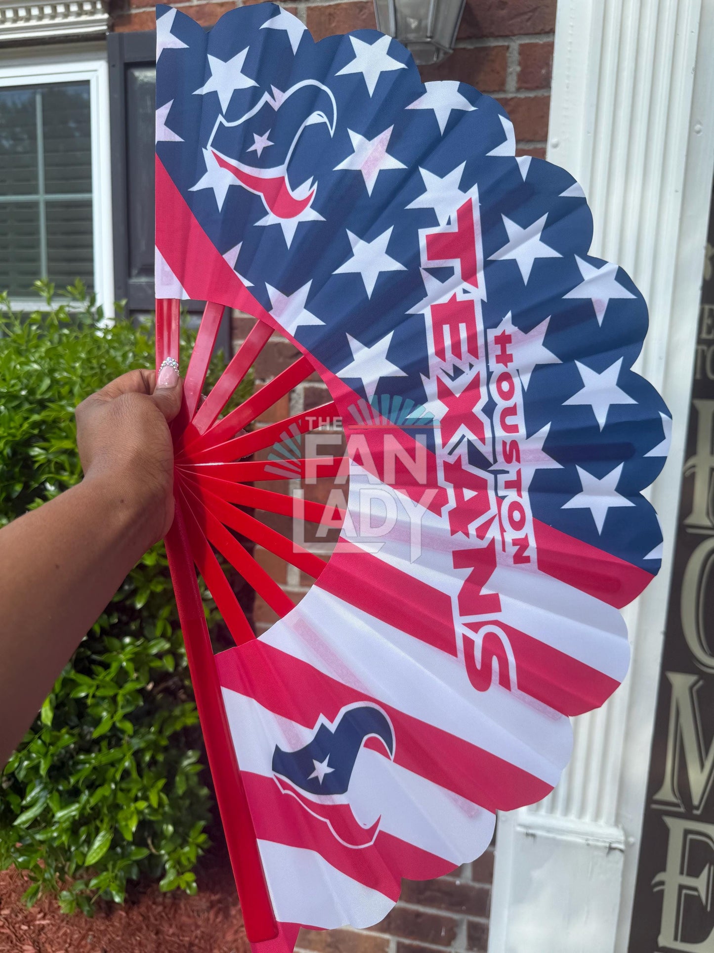 Houston Texans Folding Hand Fan, NFL Game Day Fan, Texans Red White Blue Fan Gear