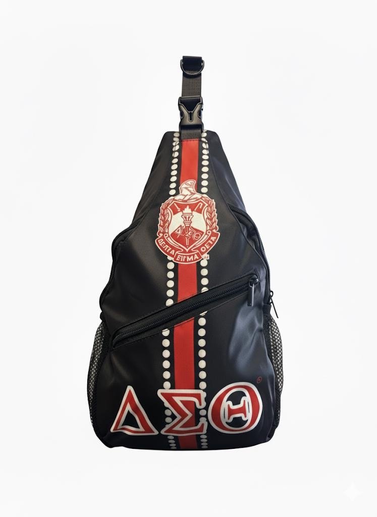 delta sigma theta leather backpack Delta Sigma Theta Crossbody Backpack: Greek Sorority Travel Bag
