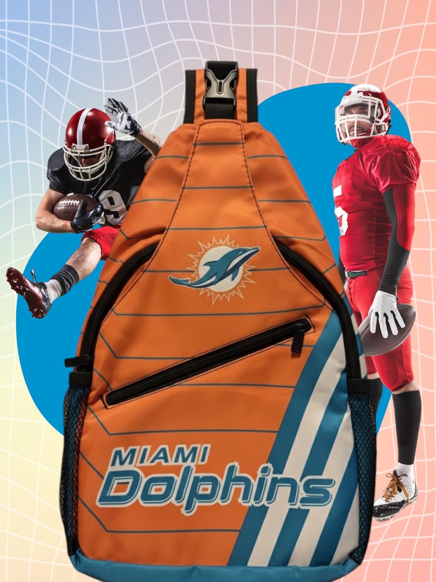 Miami Dolphins Sling Backpack with Team Logo – Lightweight NFL Crossbody Bag for Men Women