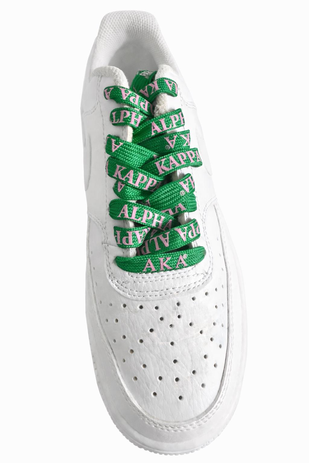 Alpha Kappa Alpha Sorority Shoe Laces AKA Pink Green 125x1.2cm