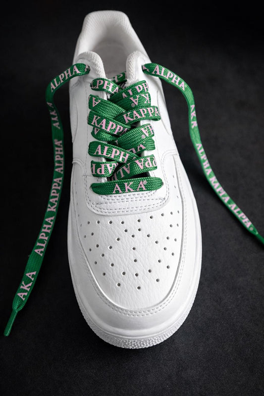 Alpha Kappa Alpha Sorority Shoe Laces AKA Pink Green 125x1.2cm