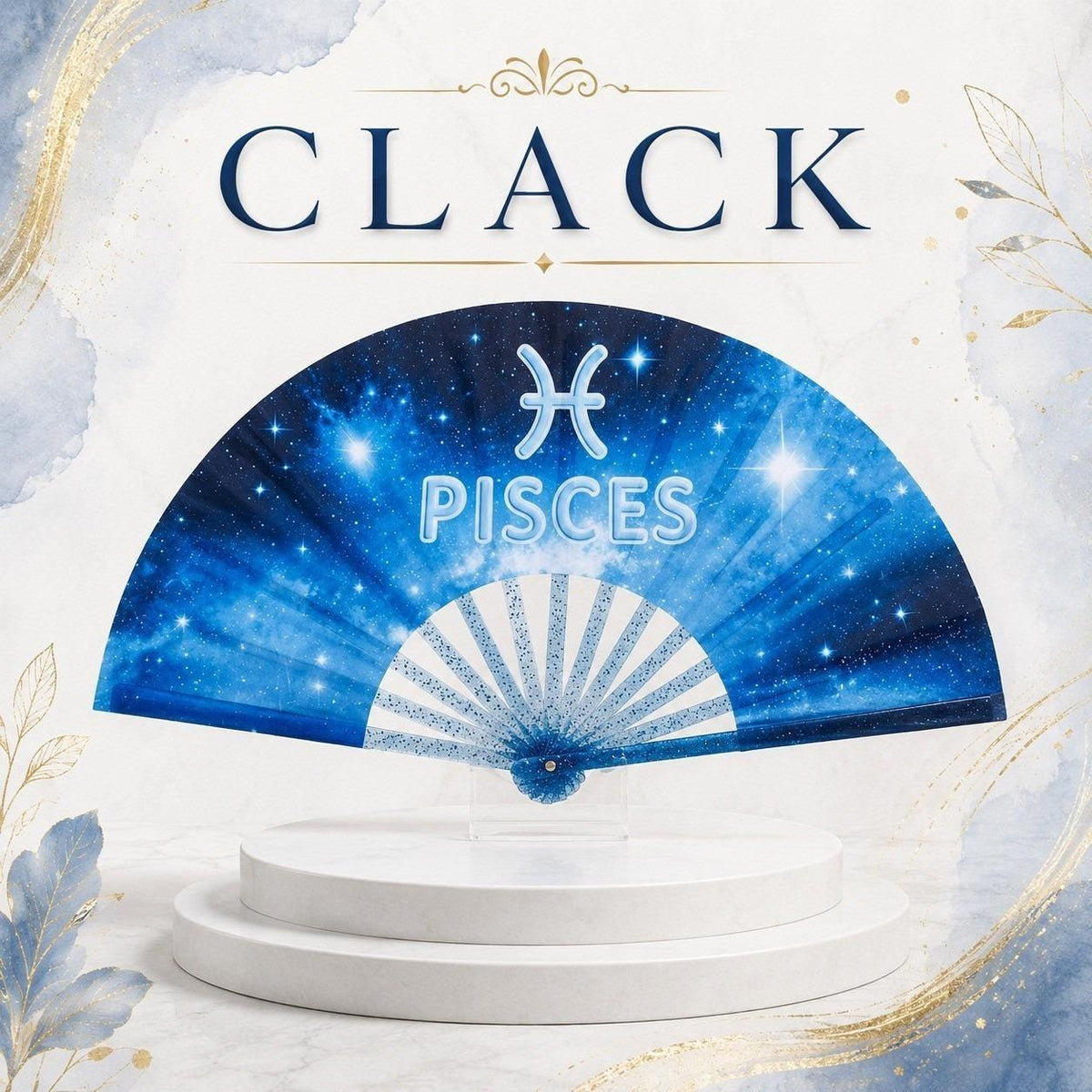 Pisces Zodiac Clack Fan, Astrology Folding Hand Fan, Pisces Birthday Gift, Celestial Fan, Loud Clack Fan
