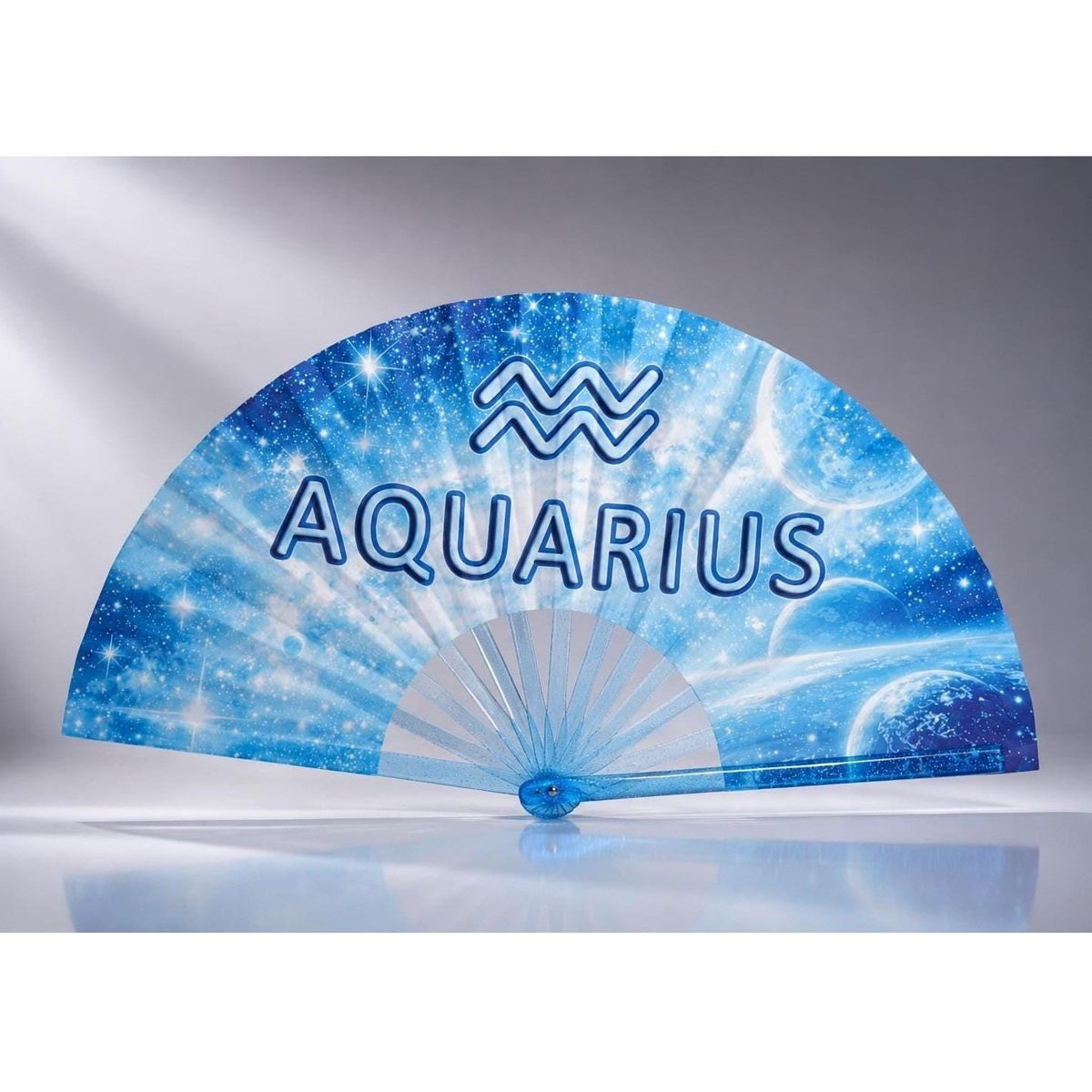 Aquarius Zodiac Clack Fan | Blue Celestial Folding Hand Fan