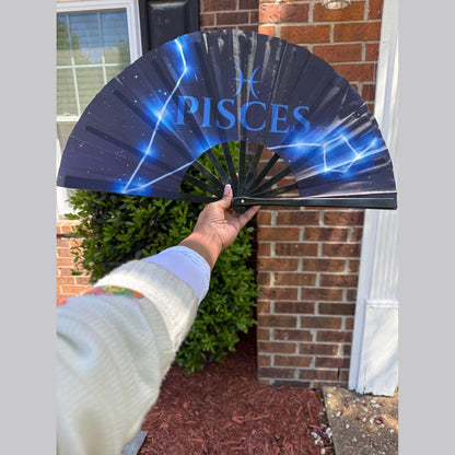Pisces Zodiac Folding Fan: Starry Celestial Clacking Hand Fan