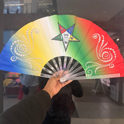 OES Rhinestone Clack Fan: Eastern Star Sorority Fan