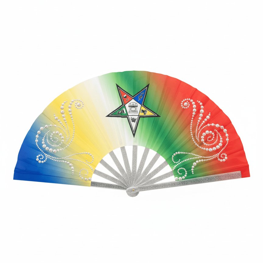 OES Rhinestone Clack Fan: Eastern Star Sorority Fan