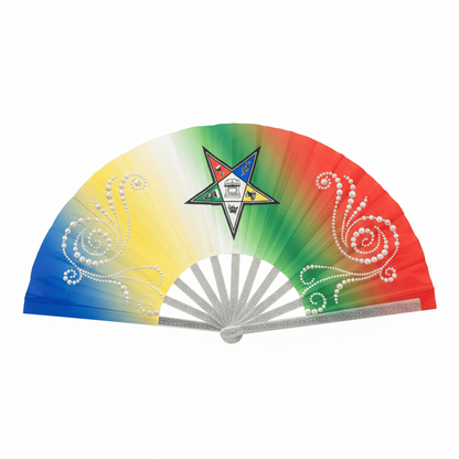 OES Rhinestone Clack Fan: Eastern Star Sorority Fan