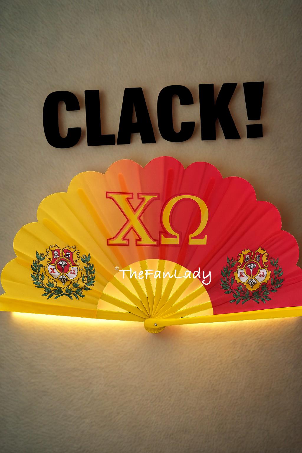 Chi Omega Hand Fan/Sorority Folding Clack Fan