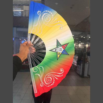 OES Rhinestone Clack Fan: Eastern Star Sorority Fan