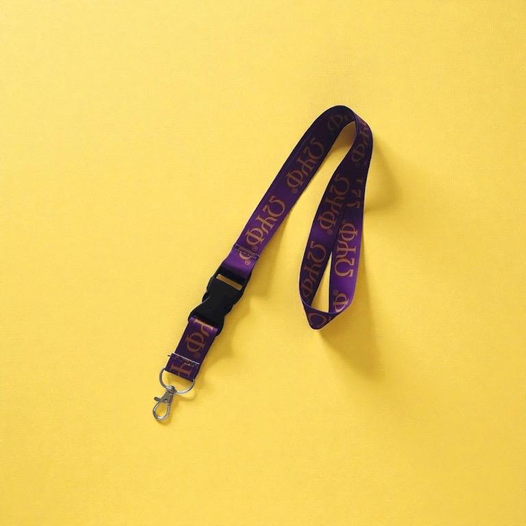 Omega Psi Phi Fraternity Lanyard – Purple & Gold Greek Letters ΩΨΦ