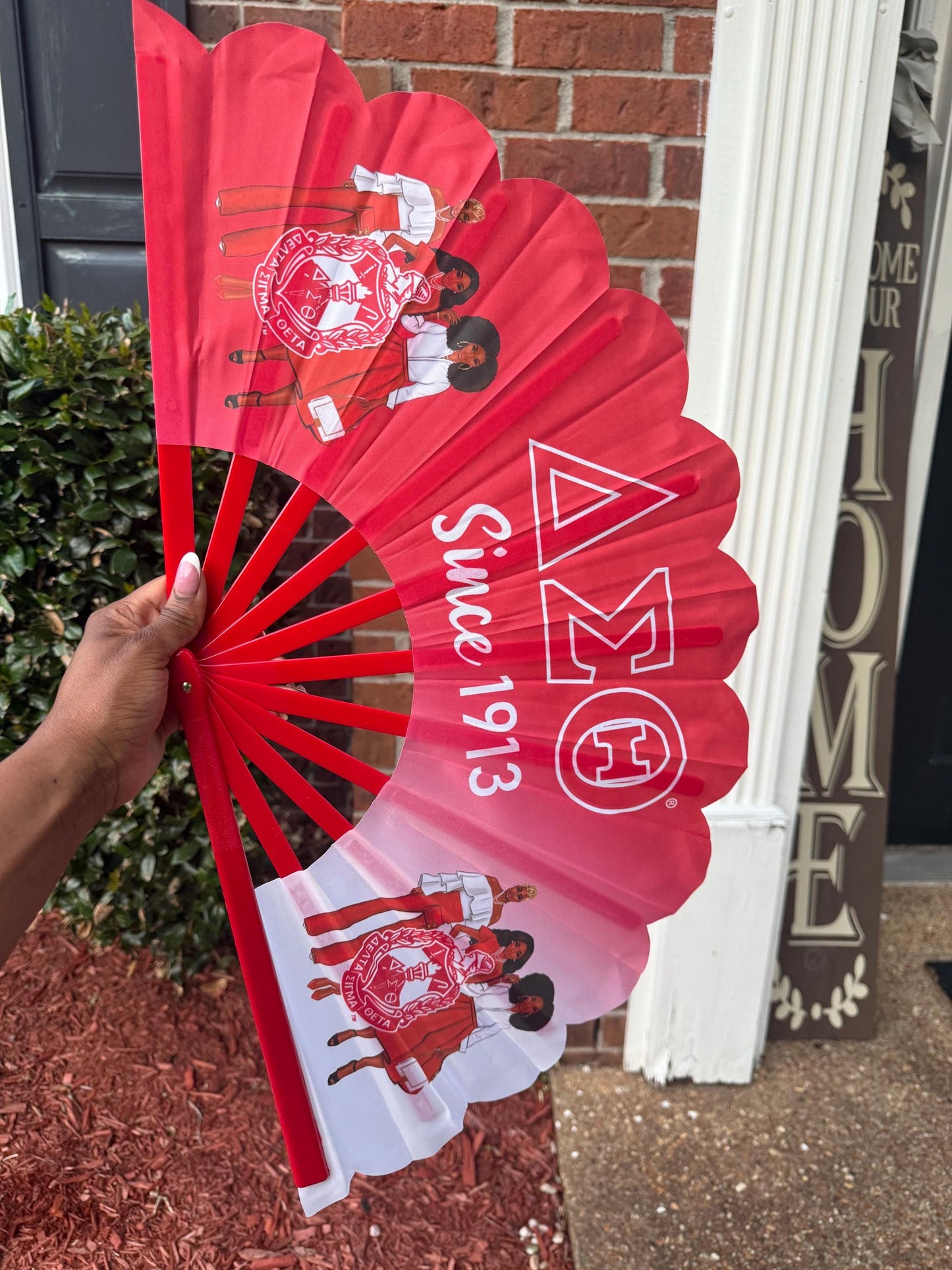 Delta Sigma Theta Folding Hand Fan Red and White Greek Sorority Fan Since 1913 Divine Nine Gift