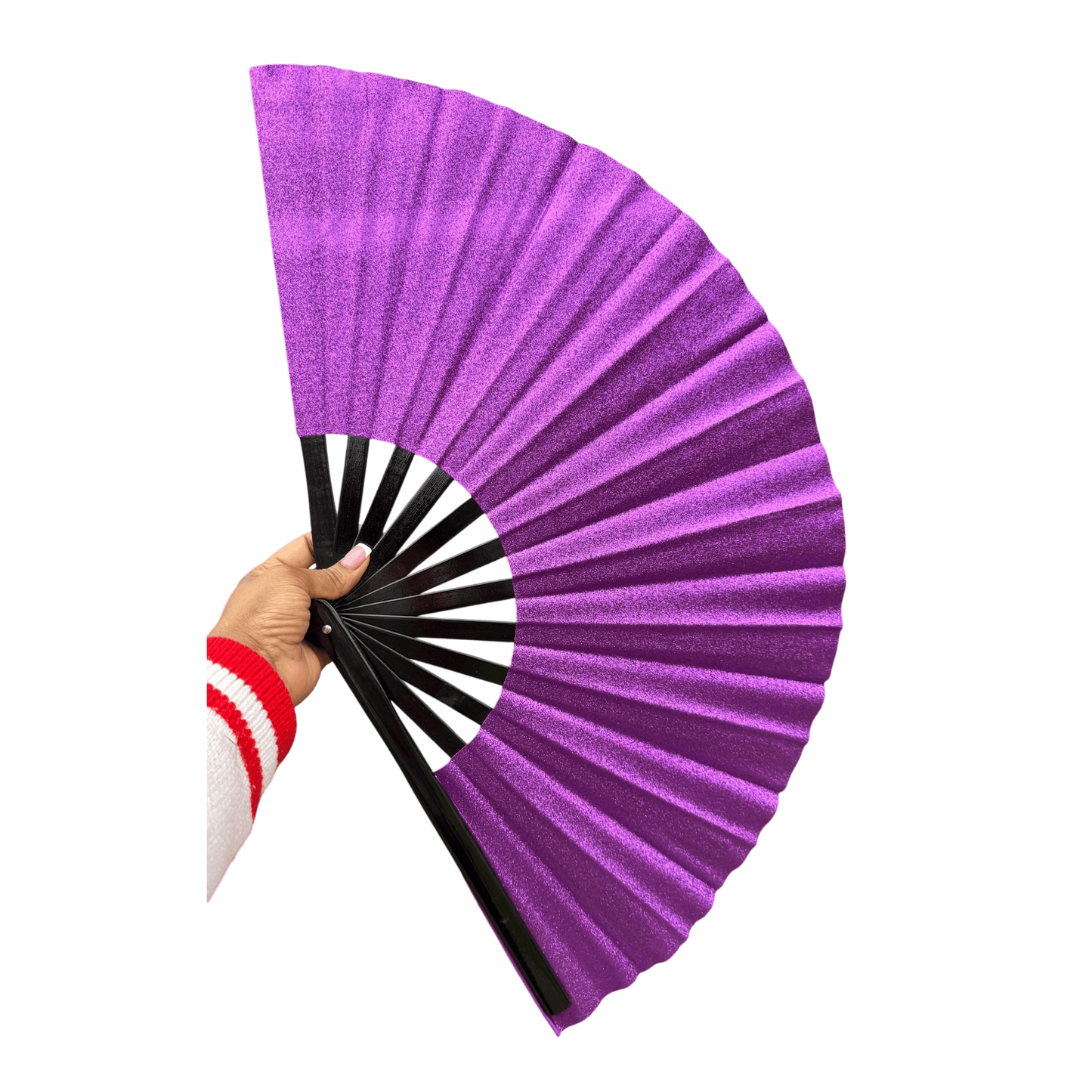 Purple Glitter Clack Fan:  Folding Hand Fan