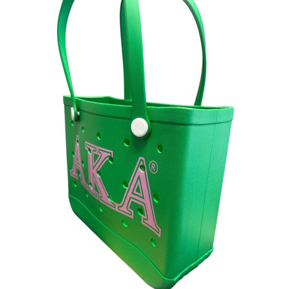 AKA EVA Tote Bogg Bag : Green & Pink Sorority Bag