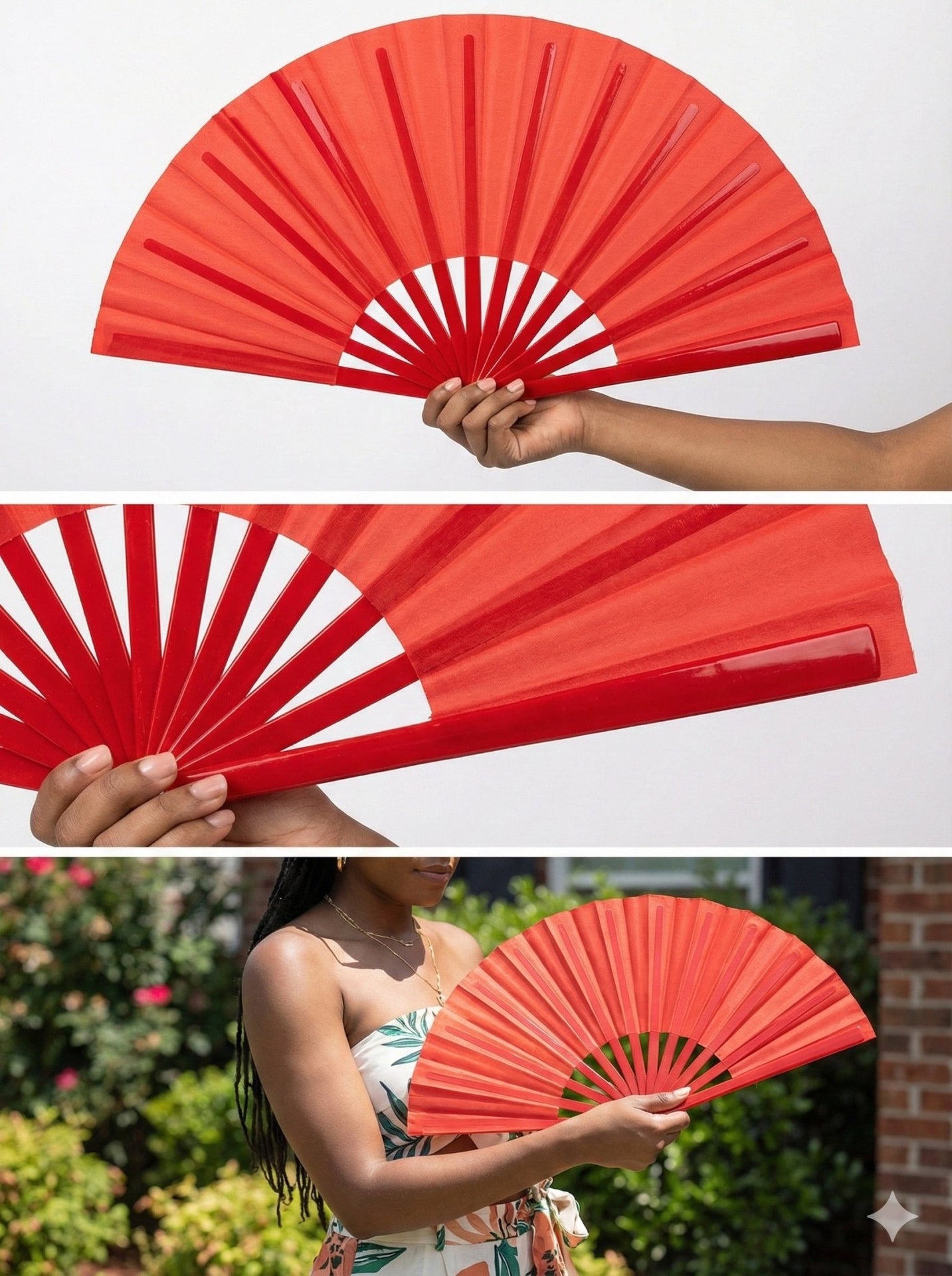 Red Clack Fan: Line Dancing Festival Folding Hand Fan