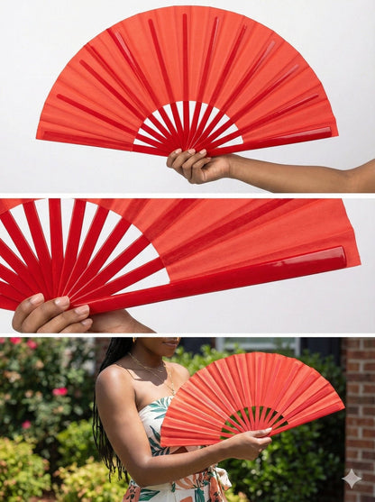 Red Clack Fan: Line Dancing Festival Folding Hand Fan