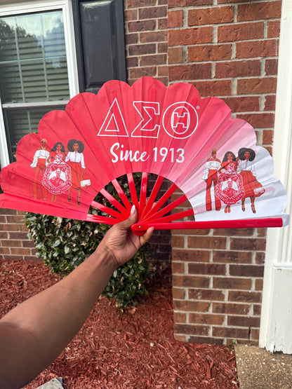 Delta Sigma Theta Folding Hand Fan Red and White Greek Sorority Fan Since 1913 Divine Nine Gift