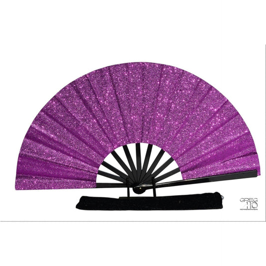 Purple Glitter Clack Fan:  Folding Hand Fan
